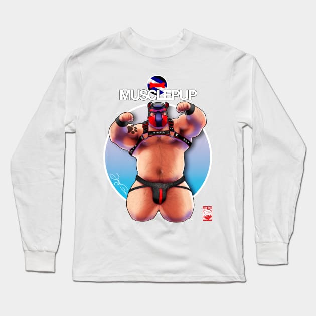 Muscle Pup Long Sleeve T-Shirt by JayGeeArt